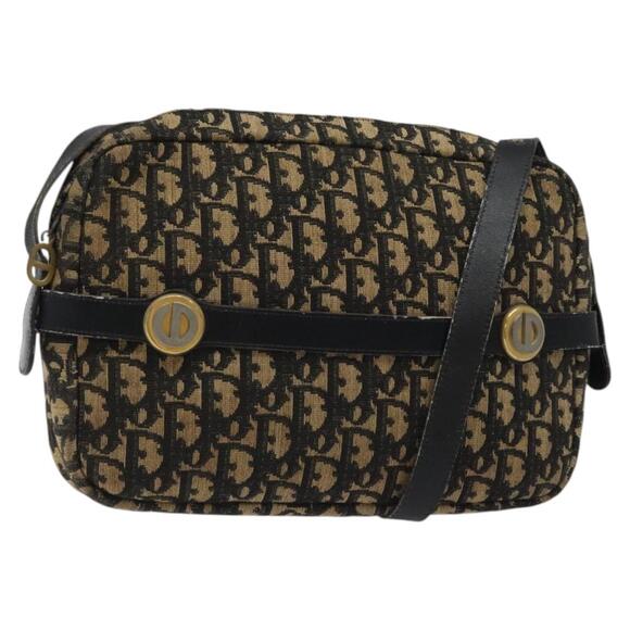 DIOR Trotter Canvas Shoulder Bag Black Gold - Picture 1 of 12